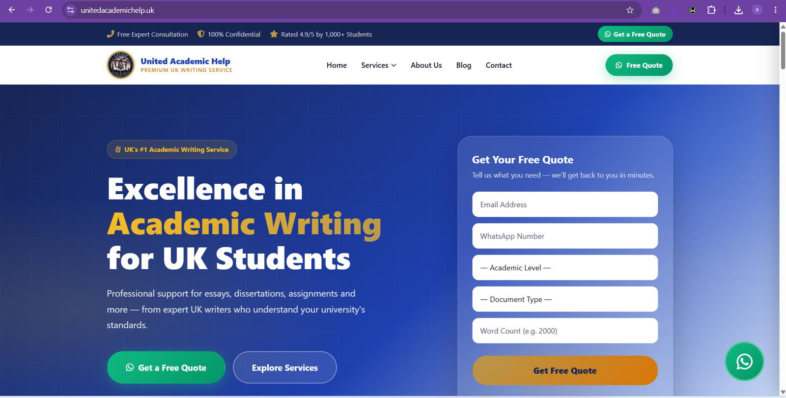 unitedacademichelp.uk screenshot